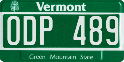 VT license plate ODP489