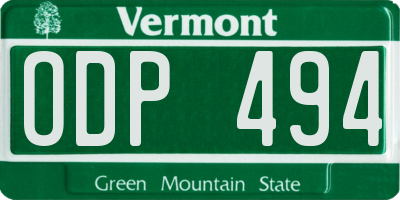 VT license plate ODP494