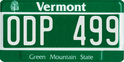 VT license plate ODP499