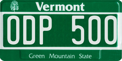 VT license plate ODP500