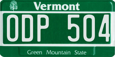 VT license plate ODP504