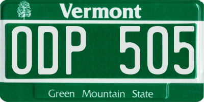 VT license plate ODP505