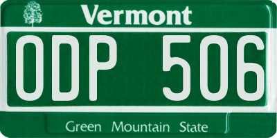 VT license plate ODP506