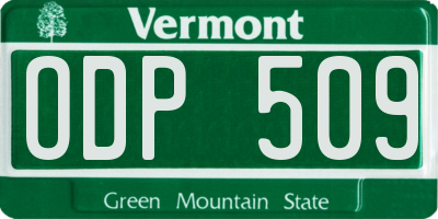 VT license plate ODP509