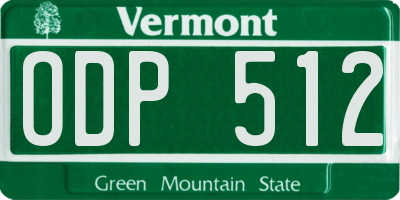 VT license plate ODP512