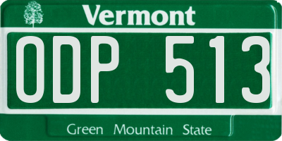 VT license plate ODP513