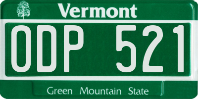 VT license plate ODP521