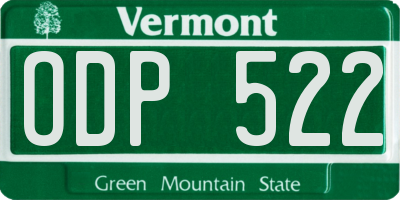 VT license plate ODP522