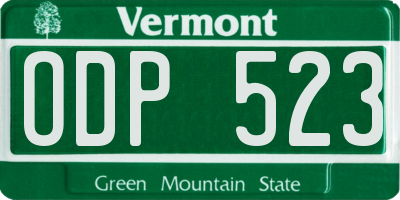 VT license plate ODP523
