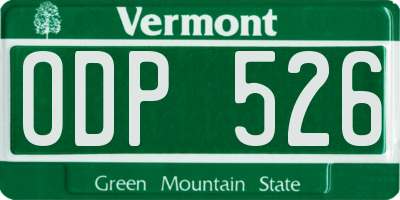 VT license plate ODP526