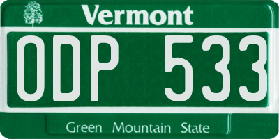 VT license plate ODP533