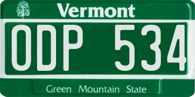 VT license plate ODP534