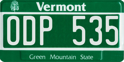 VT license plate ODP535