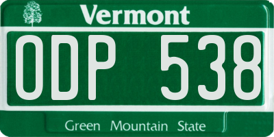 VT license plate ODP538