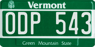 VT license plate ODP543