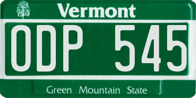 VT license plate ODP545