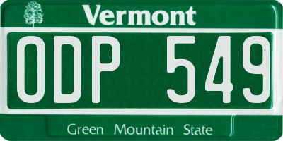 VT license plate ODP549