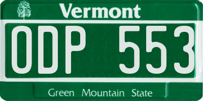 VT license plate ODP553