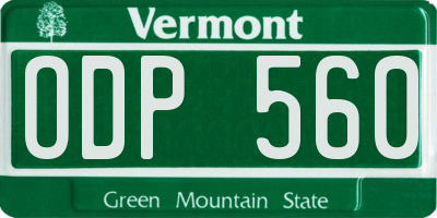 VT license plate ODP560