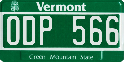 VT license plate ODP566