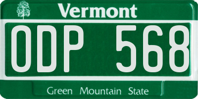VT license plate ODP568