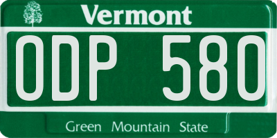 VT license plate ODP580