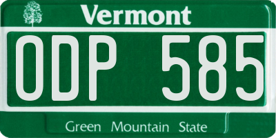 VT license plate ODP585