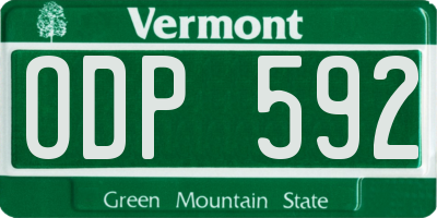 VT license plate ODP592