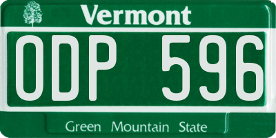 VT license plate ODP596