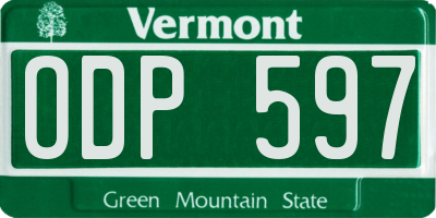 VT license plate ODP597