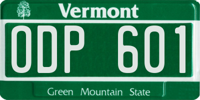 VT license plate ODP601