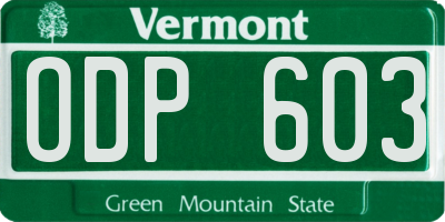 VT license plate ODP603
