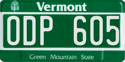 VT license plate ODP605
