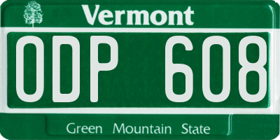 VT license plate ODP608