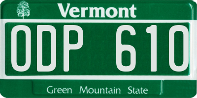 VT license plate ODP610