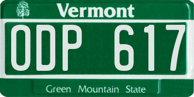 VT license plate ODP617