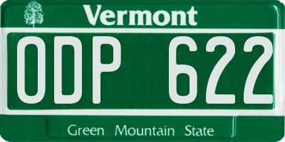 VT license plate ODP622