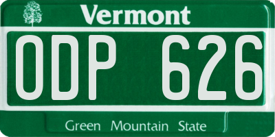 VT license plate ODP626
