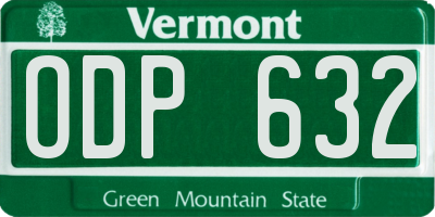 VT license plate ODP632