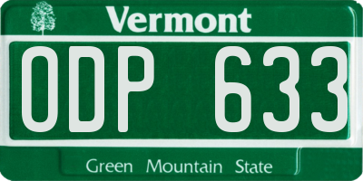 VT license plate ODP633