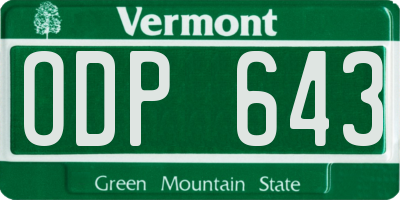 VT license plate ODP643