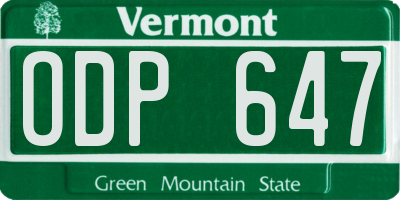 VT license plate ODP647