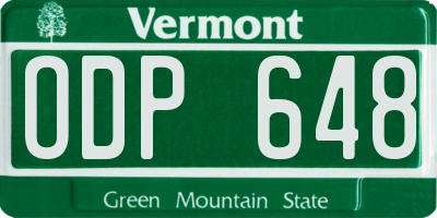 VT license plate ODP648