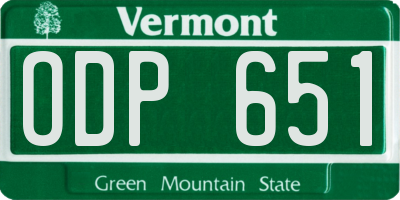 VT license plate ODP651