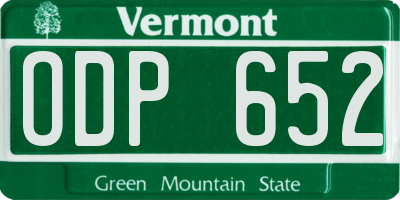 VT license plate ODP652