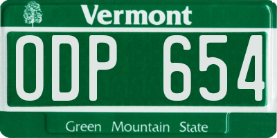 VT license plate ODP654