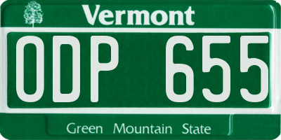 VT license plate ODP655