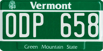 VT license plate ODP658