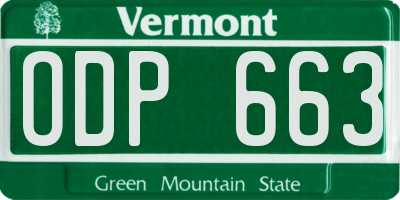 VT license plate ODP663