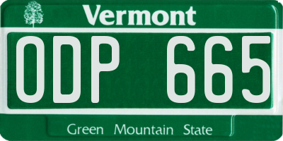 VT license plate ODP665